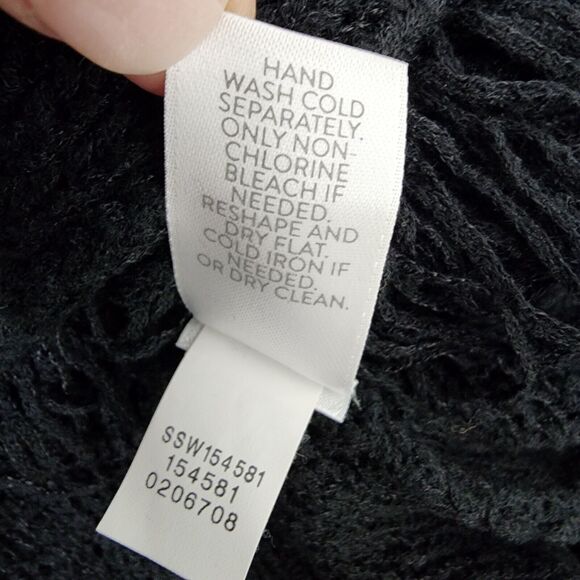 J Jill Sweater Size Medium Womens Black Fringed Tunic Textured Knit Long Sleeve - Picture 9 of 9